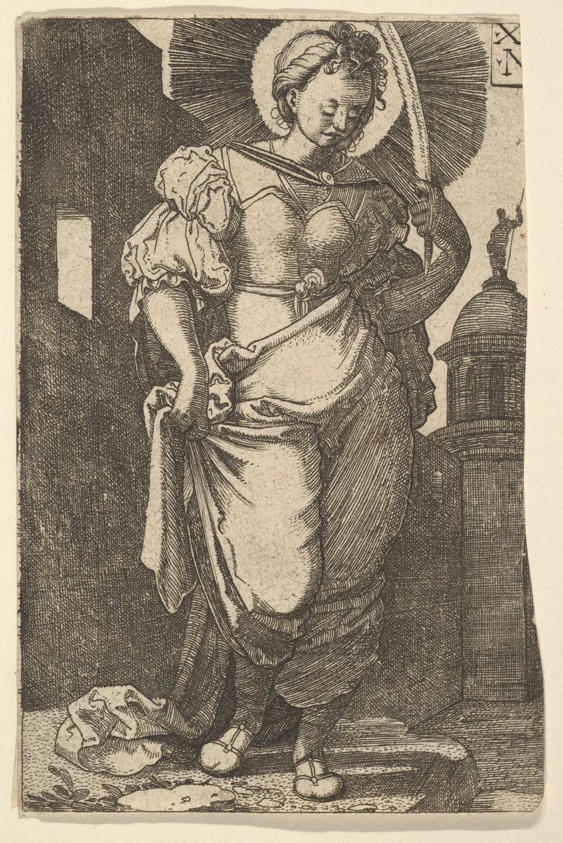 St. Barbara by Nicolaas Hogenberg, print, 1525