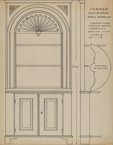 Corner Cupboard by Ferdinand Cartier, index of american design, 1935-1942