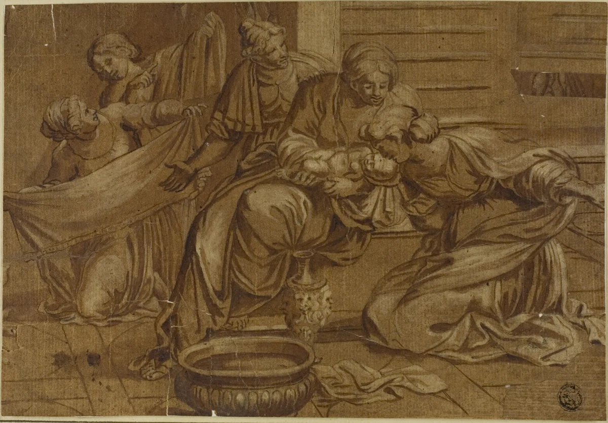 Birth of the Virgin by Domenichino, drawing, 1601-1799