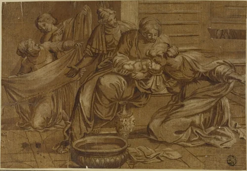 Birth of the Virgin by Domenichino, drawing, 1601-1799
