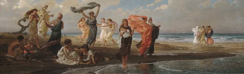 Greek Girls Bathing by Elihu Vedder, artwork, 1872-1877