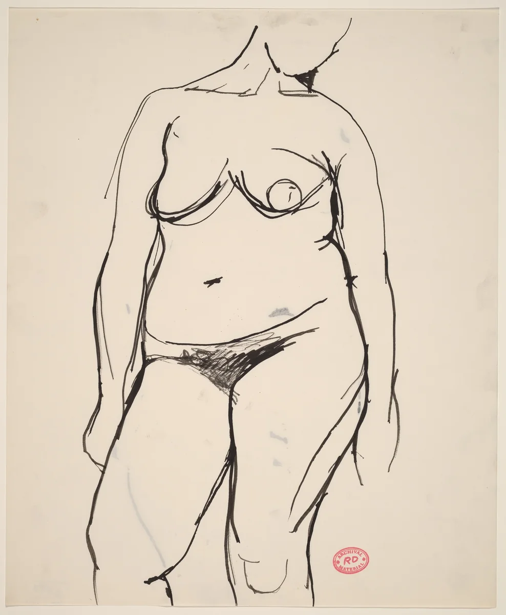 Untitled [standing female nude: forehead to knees] by Richard Diebenkorn, drawing, 1955-1967