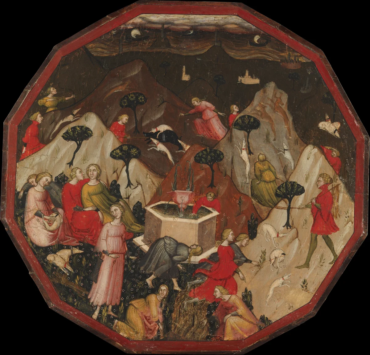 Ameto's Discovery of the Nymphs by Master of 1416, painting, 1405-1415