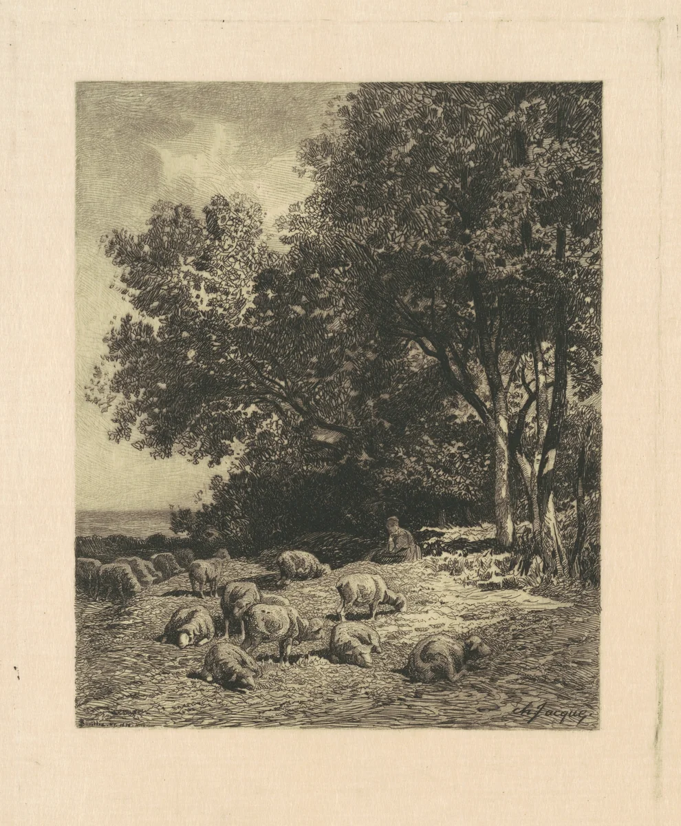 Landscape with Sheep by James David Smillie
Charles Émile Jacque, print, 1879