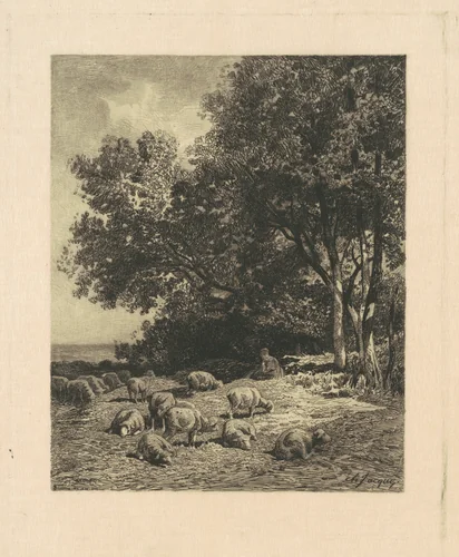 Landscape with Sheep by James David Smillie
Charles Émile Jacque, print, 1879