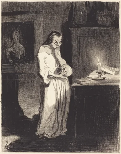Satané piallard d'enfant va!... by Honoré Daumier, print, 1844