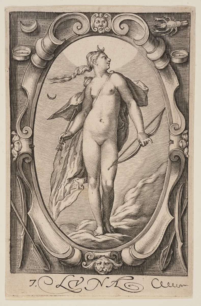 Luna, from The Seven Planets by Jacob Matham, print, 1597