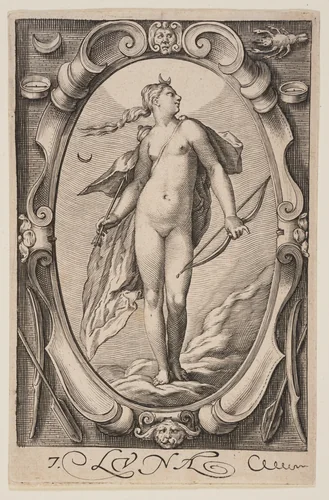 Luna, from The Seven Planets by Jacob Matham, print, 1597