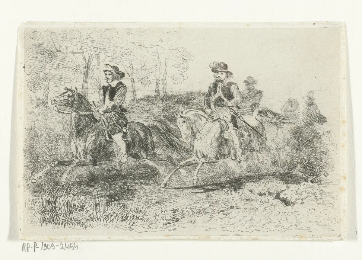 Ruiters by Karel Frederik Bombled, print, 1832-1902