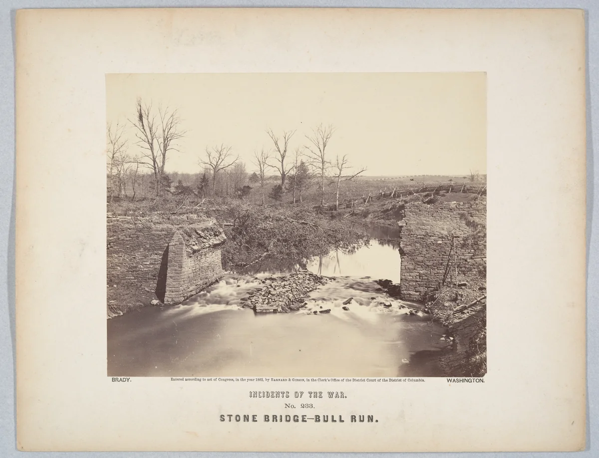 Stone Bridge - Bull Run by Mathew Brady, photograph, 1862