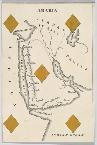 Arabia, from "Court Game of Geography" by William and Henry Rock, print, 1838-1855