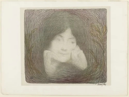 Portrait of Mlle. Moréno of the Comédie Française by Edmond-François Aman Jean, print, 1897