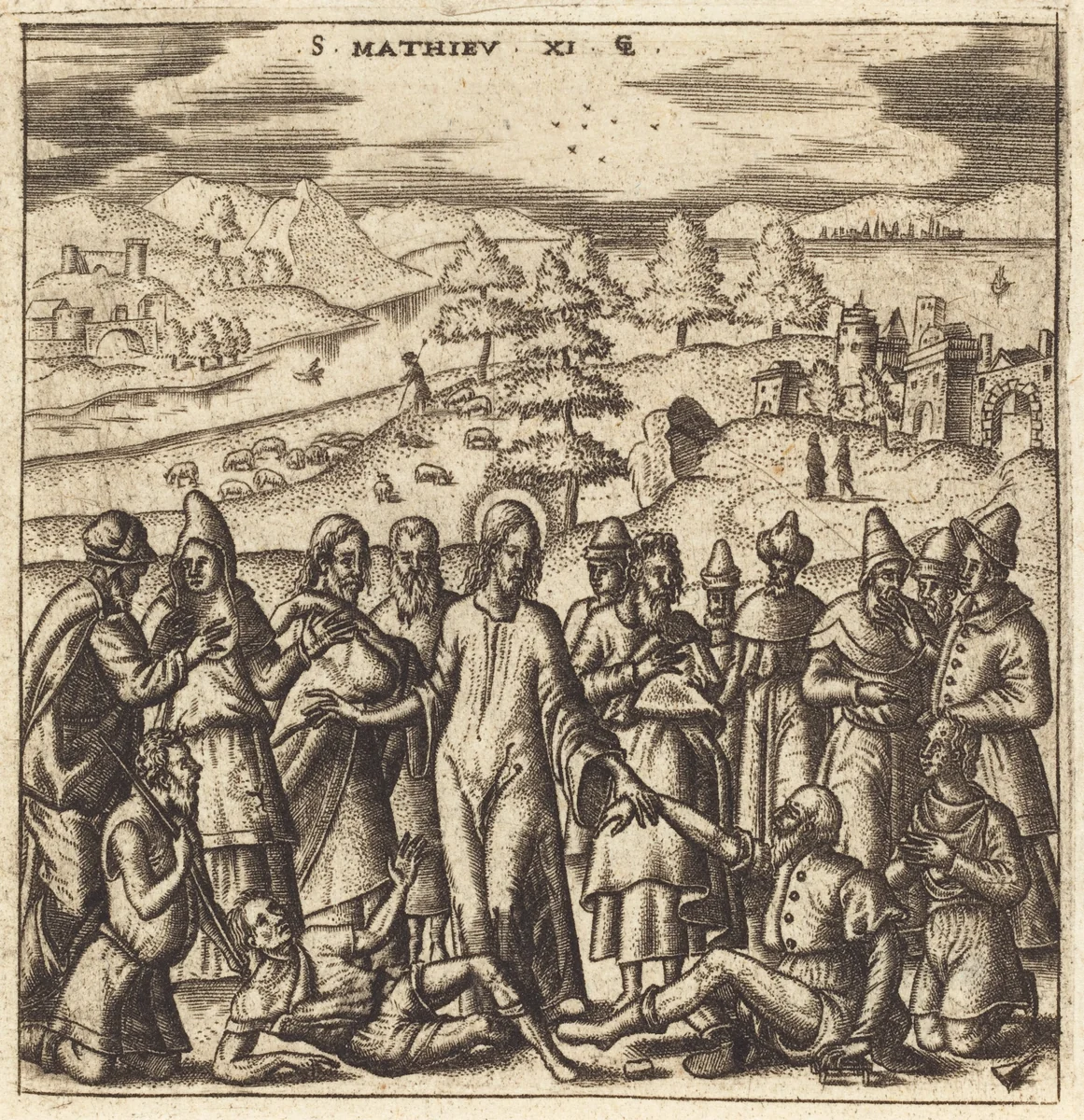 Christ Healing the Sick by Léonard Gaultier, print, 1576-1580