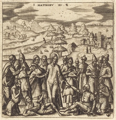 Christ Healing the Sick by Léonard Gaultier, print, 1576-1580