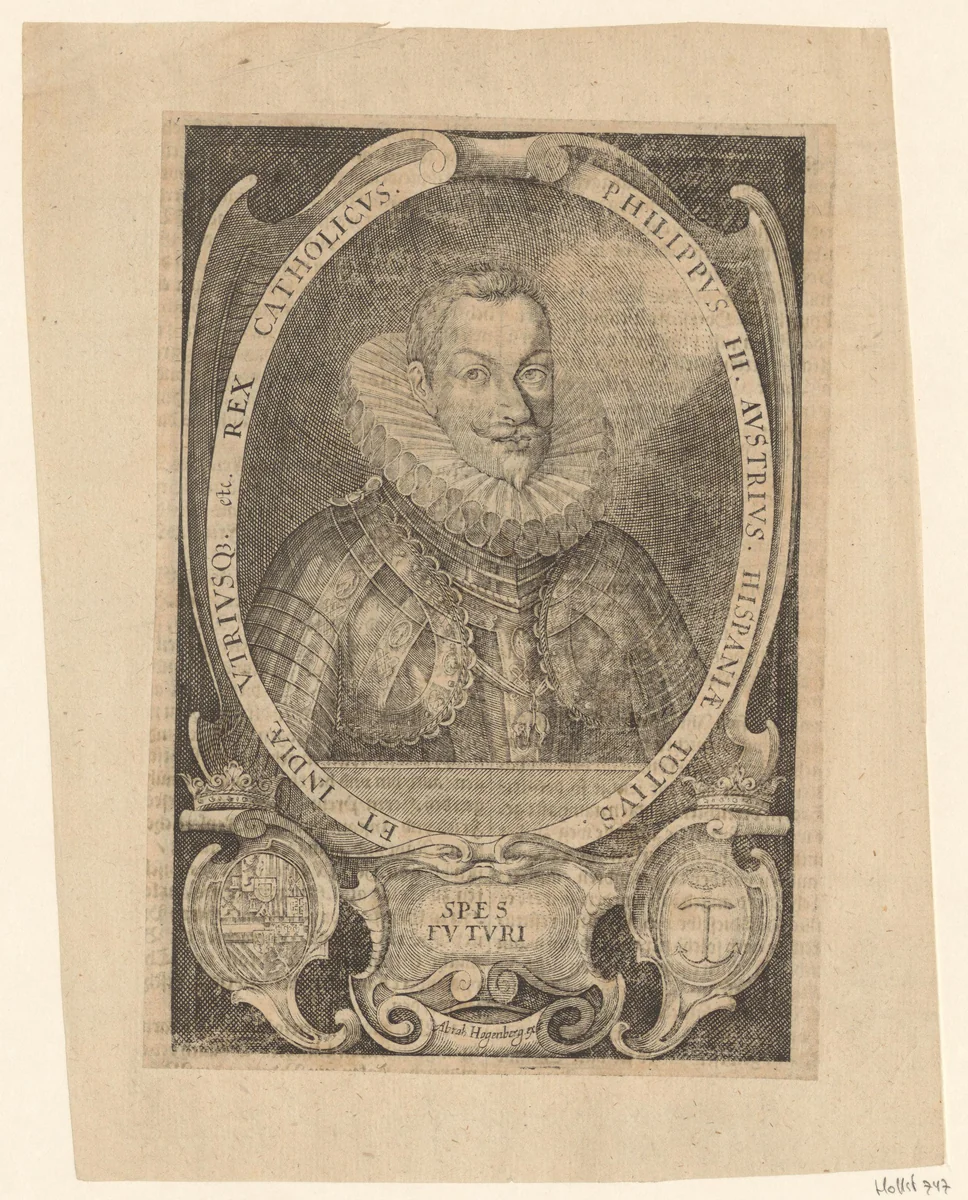 Portret van Filips III, koning van Napels by Lucas Kilian, print, 1624-1658