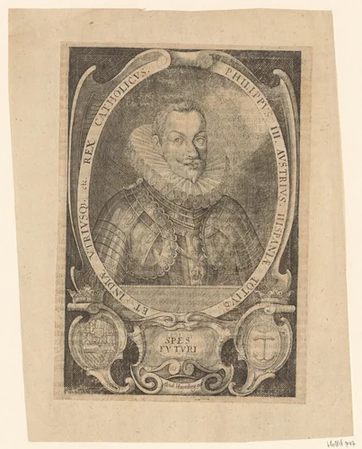 Portret van Filips III, koning van Napels by Lucas Kilian, print, 1624-1658