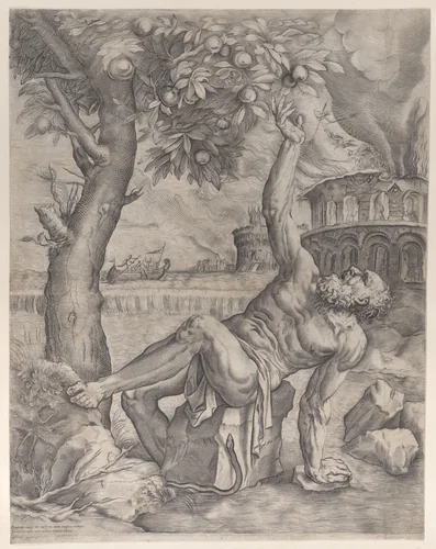 Tantalus by Giulio Sanuto, print, 1552-1575