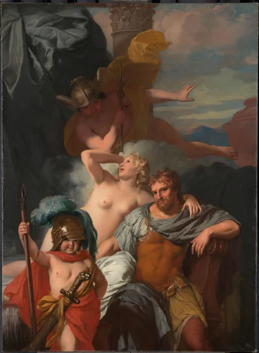 Mercurius gelast Calypso om Odysseus te laten vertrekken by Gerard de Lairesse, painting, 1680
