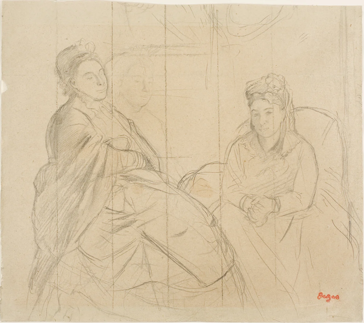 Madame Lisle and Madame Loubens by Edgar Degas, drawing, 1869-1872