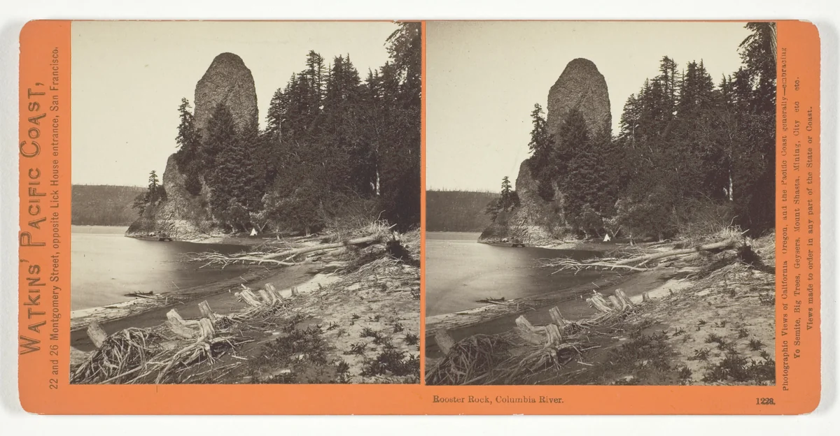 Rooster Rock, Columbia River, No. 1228 from the series "Watkins' Pacific Coast" by Carleton Watkins, photograph, 1867