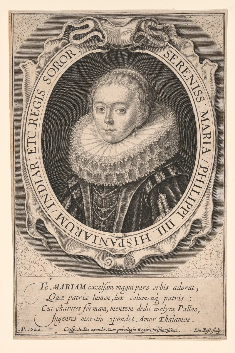 Maria of Austria, Infanta of Spain by Simon van de Passe, print, 1622