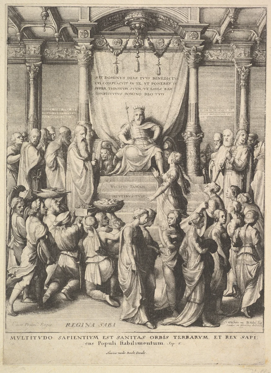 Solomon and the Queen of Sheba by Wenceslaus Hollar, print, 1642