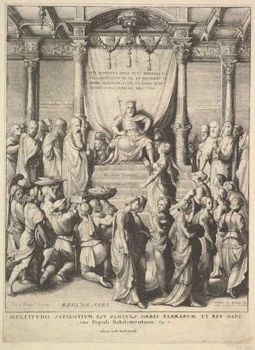 Solomon and the Queen of Sheba by Wenceslaus Hollar, print, 1642