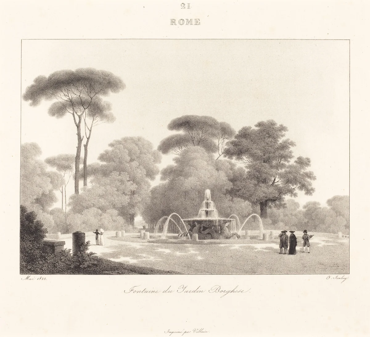 Fontaine de Jardin Borghese by Jean Baptiste Isabey, print, 1822