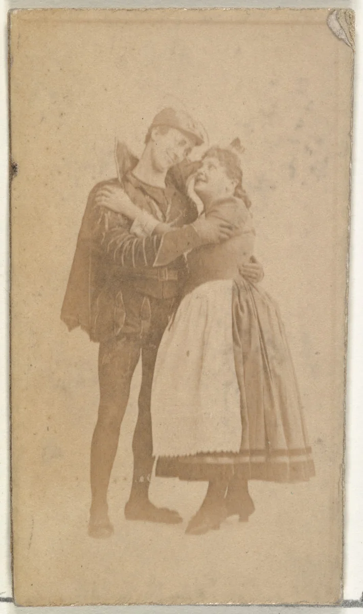 [Actor and actress embracing], from the Actors and Actresses series (N145-8) issued by Duke Sons & Co. to promote Duke Cigarettes by W. Duke, Sons & Co., photograph, 1890-1895