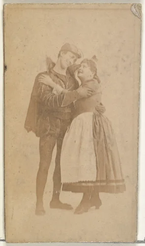 [Actor and actress embracing], from the Actors and Actresses series (N145-8) issued by Duke Sons & Co. to promote Duke Cigarettes by W. Duke, Sons & Co., photograph, 1890-1895
