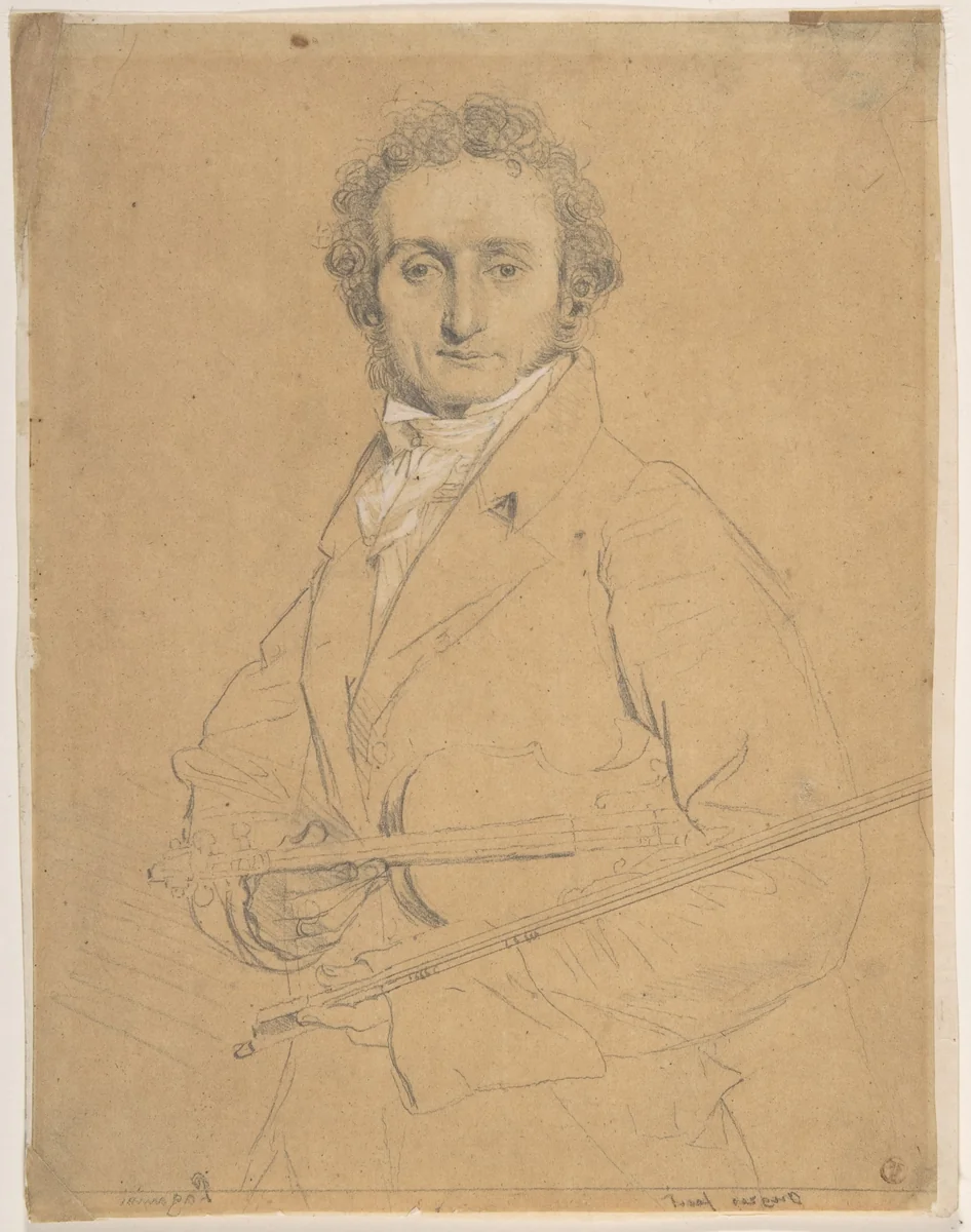 Niccolò Paganini (1782–1840) by Jean-Auguste-Dominique Ingres, drawing, 1818-1831
