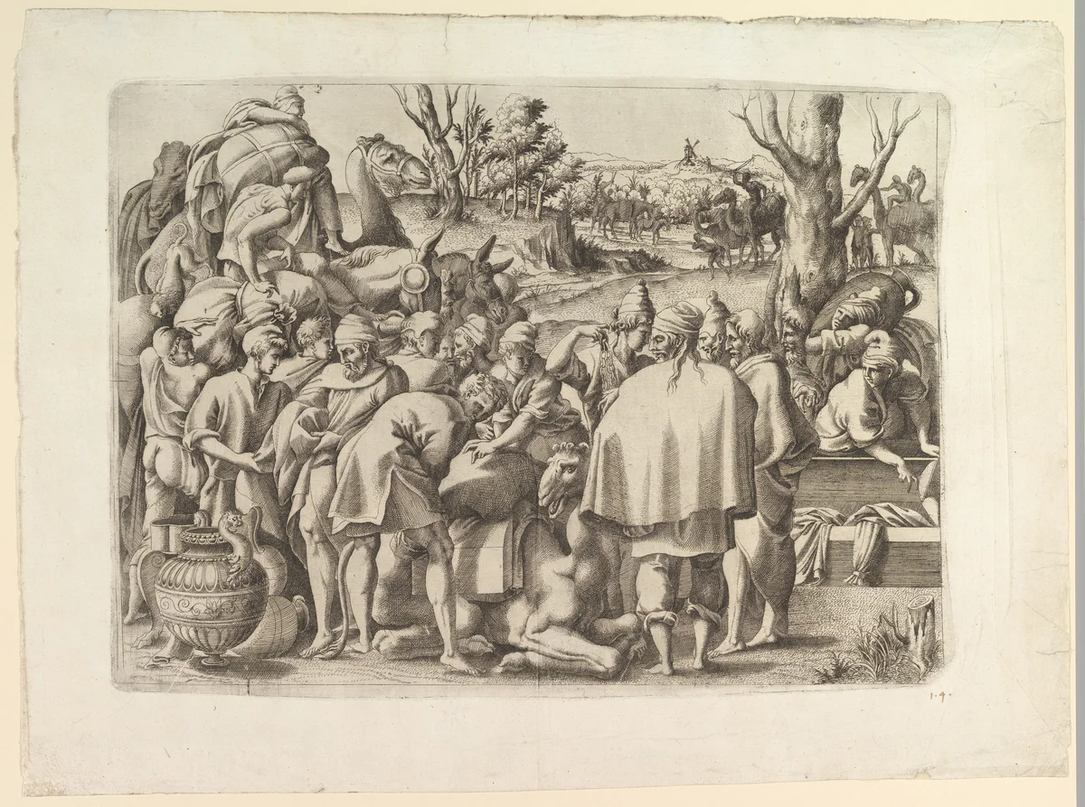 Search through the Luggage of Joseph's Brother by anonymous, print, 1540-1560