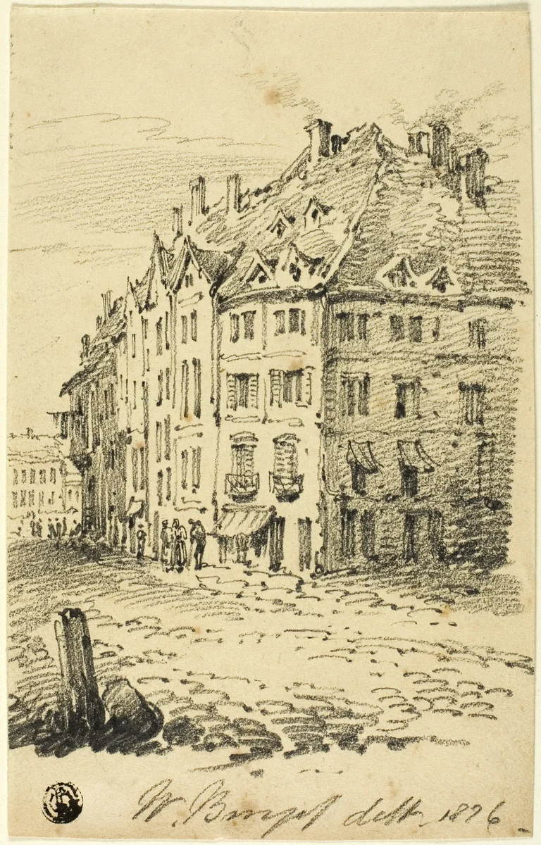 City Street by William Burges, drawing, 1876