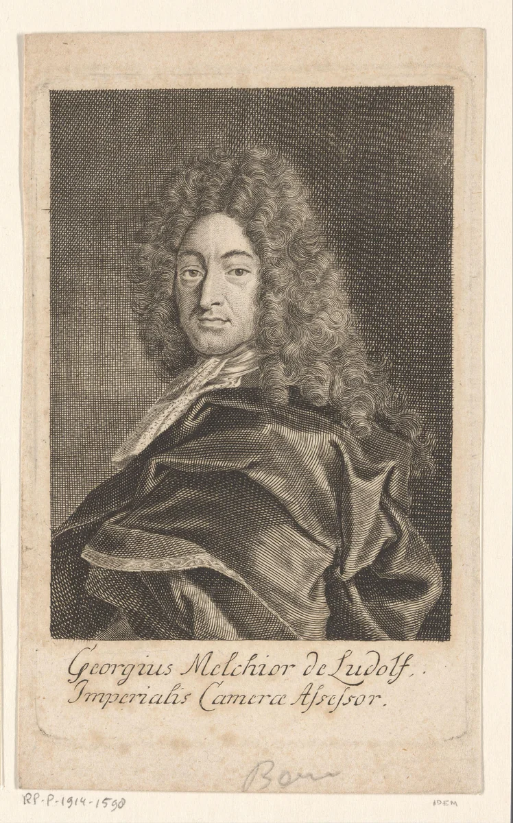 Portret van Georg Melchior von Ludolf by Johann Martin Bernigeroth, print, 1722
