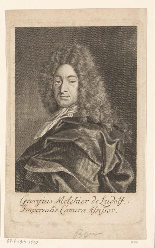 Portret van Georg Melchior von Ludolf by Johann Martin Bernigeroth, print, 1722