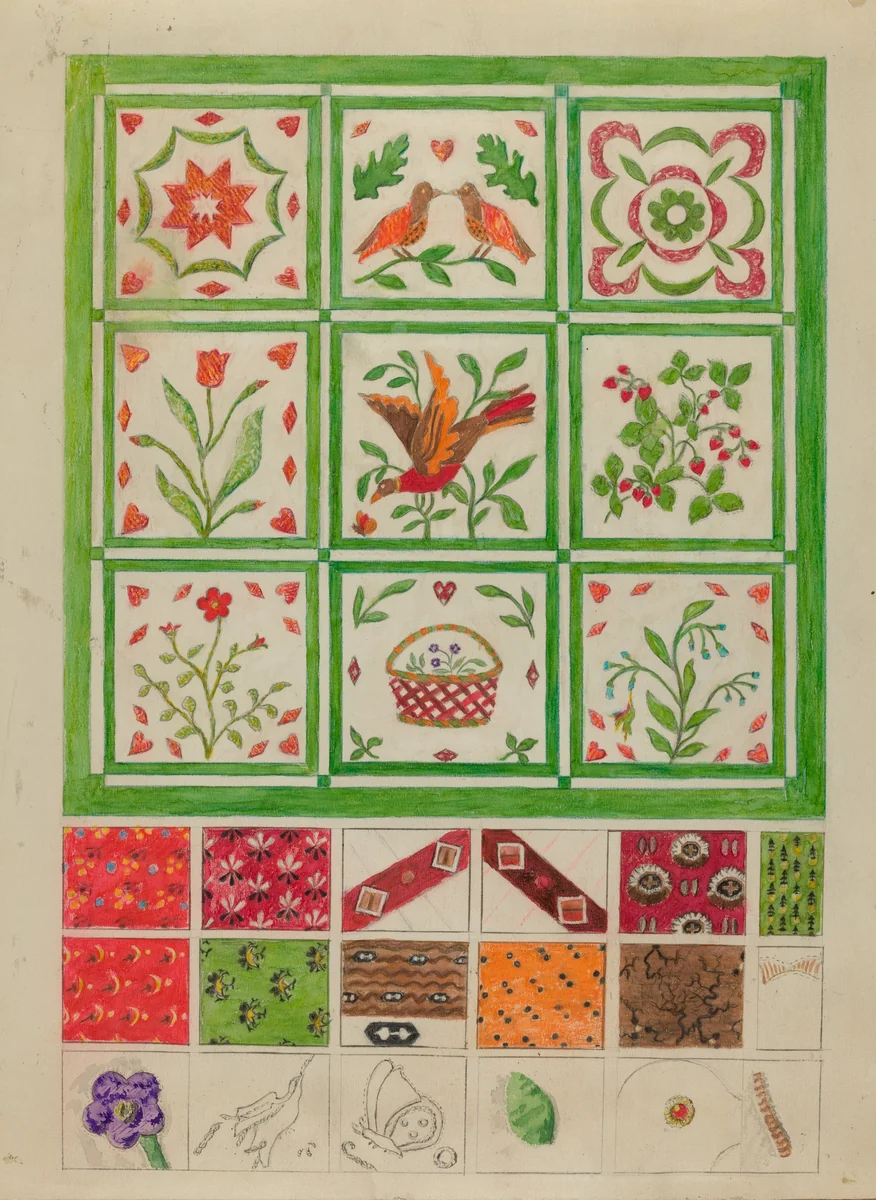Quilt for Bedspread by Edith Magnette, index of american design, 1935-1942