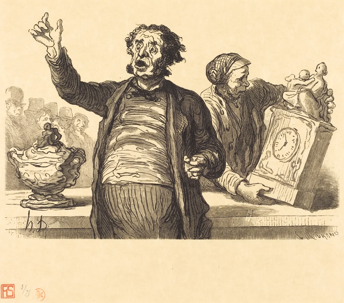 L'Hotel des Commissaires-priseurs: Le Crieur public by Charles Maurand; Honoré Daumier, portfolio, 1864