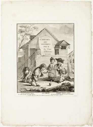Horse Shoes, from The Games of the Urchins of Paris by Jean-Baptiste Tilliard, print, 1770