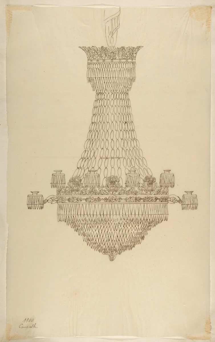 Design for a Chandelier by anonymous, drawing, 1800-1899