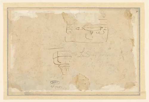 Schets van een compositie en een kapiteel by John Varley, drawing, 1830