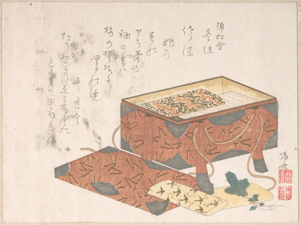 Lacquer Box for Clothes by Ryūryūkyo Shinsai (柳々居辰斎), print, 1750-1835