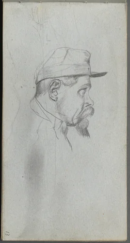 Sketchbook, page 13: Bust of a Man in Profile by Ernest Meissonier, book, 1860-1869