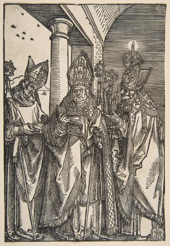 Saints Nicholas, Ulrich and Erasmus by Albrecht Dürer, print, 1485-1528