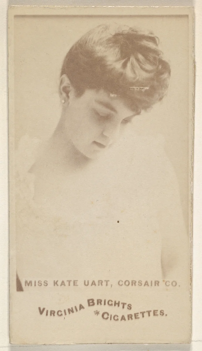 Miss Kate Uart, Corsair Co., from the Actors and Actresses series (N45, Type 6) for Virginia Brights Cigarettes by Allen & Ginter, photograph, 1885-1891