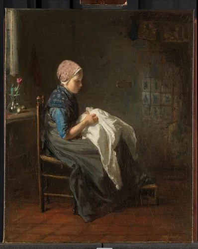 'The Little Seamstress' by Jozef Israëls, painting, 1850-1888
