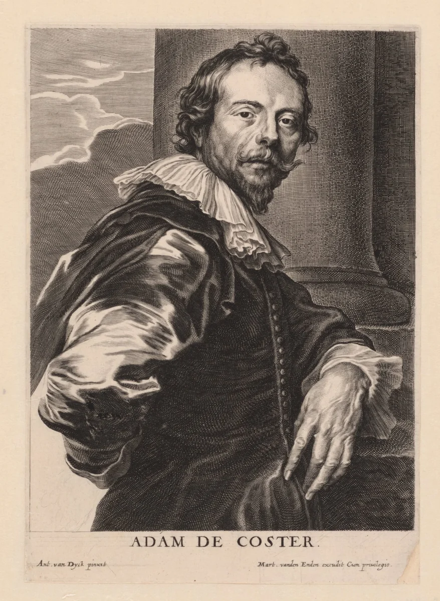 Portret van Adam de Coster by Pieter de Jode, print, 1628-1670