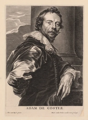 Portret van Adam de Coster by Pieter de Jode, print, 1628-1670