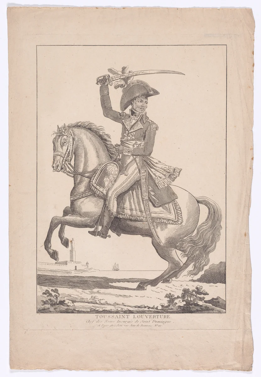 Toussaint Louverture on Horseback by anonymous, print, 1802
