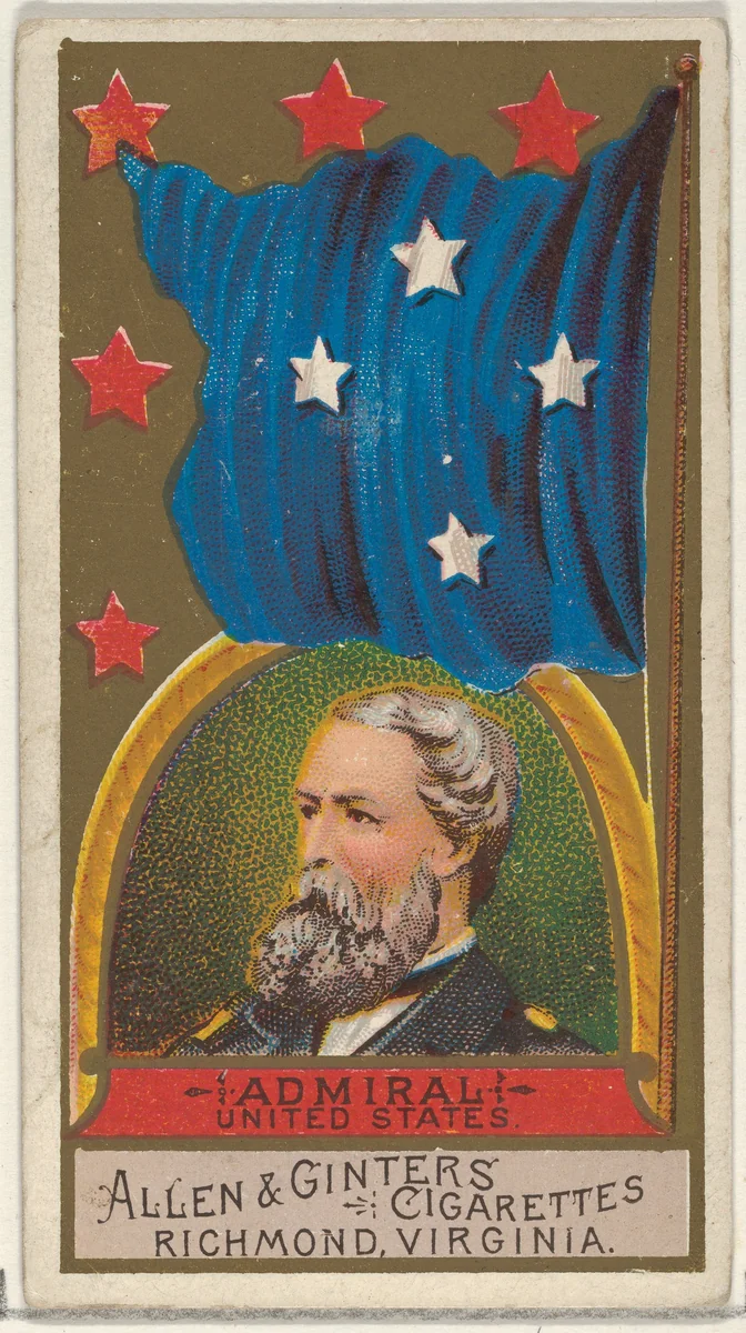 Admiral, United States, from the Naval Flags series (N17) for Allen & Ginter Cigarettes Brands by Allen & Ginter, print, 1886-1891
