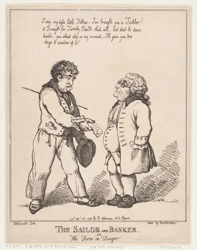 The Sailor and Banker, or the Firm in Danger by Thomas Rowlandson, print, 1799